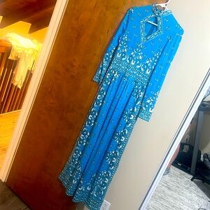 Teal blue long dress